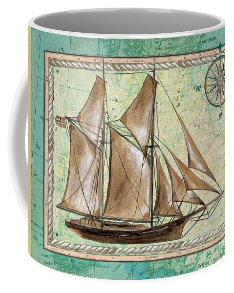 Aqua Coffee Mug featuring the painting Aqua Maritime 2 by Debbie DeWitt