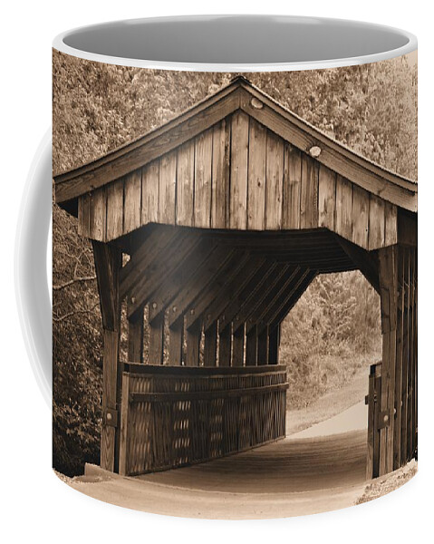 Arabia Mountain Coffee Mug featuring the photograph Arabia Mountain Covered Bridge by Tara Potts