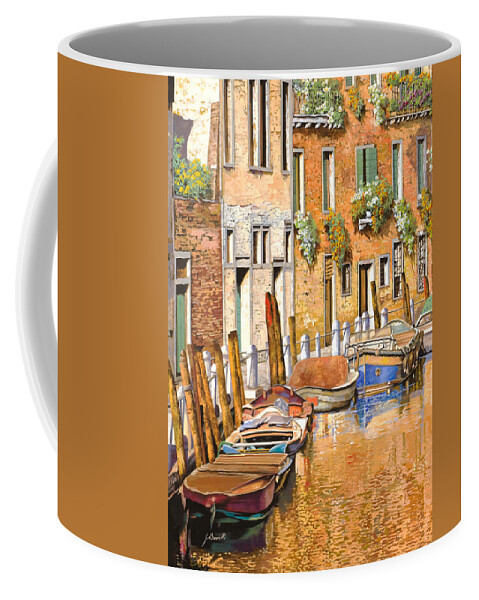Venice Coffee Mug featuring the painting Arancio Sul Canale by Guido Borelli