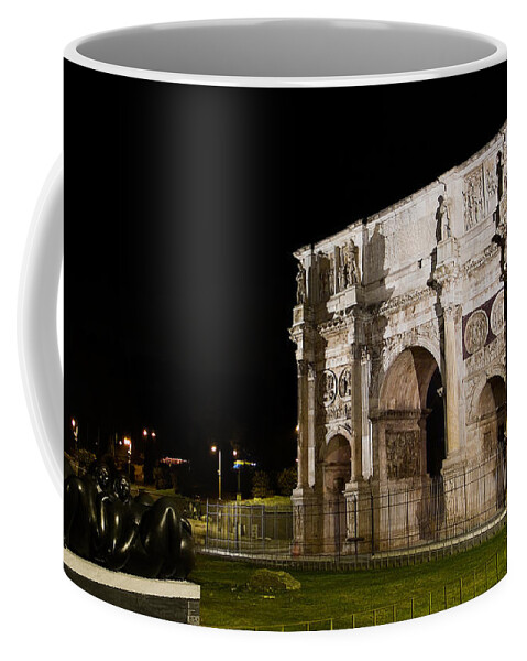 Rome Coffee Mug featuring the photograph Arch of Constantine at night by Weston Westmoreland