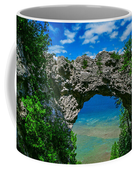 Arch Rock Coffee Mug featuring the pyrography Arch Rock by Rick Bartrand