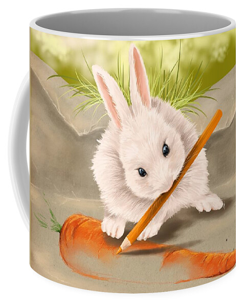 Bunny Coffee Mug featuring the painting Are you hungry? by Veronica Minozzi