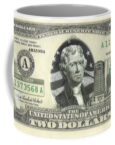 Currency Coffee Mug featuring the photograph Arizona Two Dollar Bill by Charles Robinson