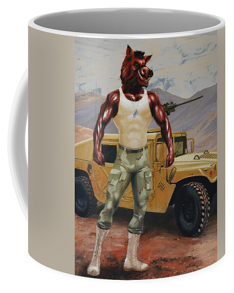 Hmmwv Coffee Mug featuring the painting Arkansas Soldier by Glenn Pollard