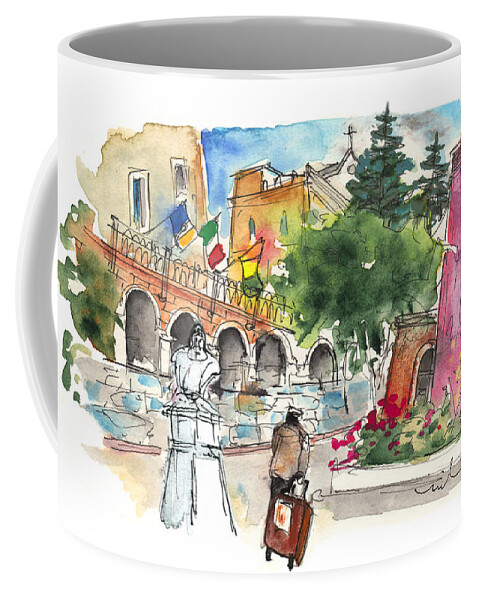 Travel Coffee Mug featuring the painting Arriving in Siracusa by Miki De Goodaboom