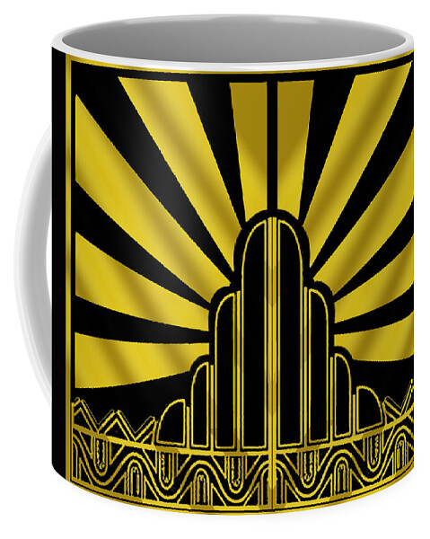 Art Deco Poster Coffee Mug featuring the digital art Art Deco Poster - Two by Chuck Staley