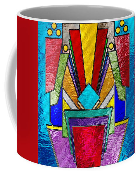 Art Deco - Stained Glass 6 Coffee Mug featuring the digital art Art Deco - Stained Glass 6 by Chuck Staley