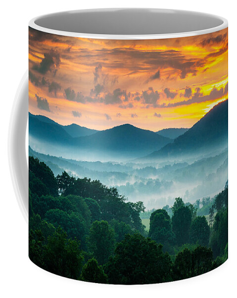 Asheville Nc Coffee Mug featuring the photograph Asheville NC Blue Ridge Mountains Sunset - Welcome to Asheville by Dave Allen