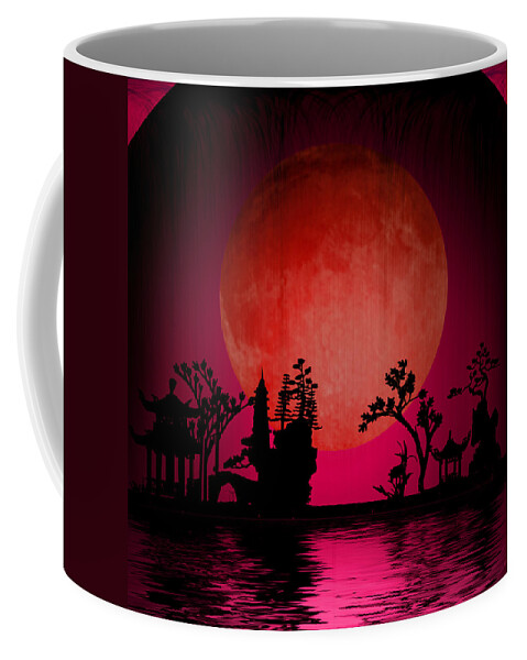 Abstract Coffee Mug featuring the digital art Asia Landscape by Bruce Rolff