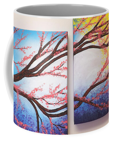 Asian Bloom Triptych Coffee Mug featuring the painting Asian Bloom Triptych 2 3 by Darren Robinson