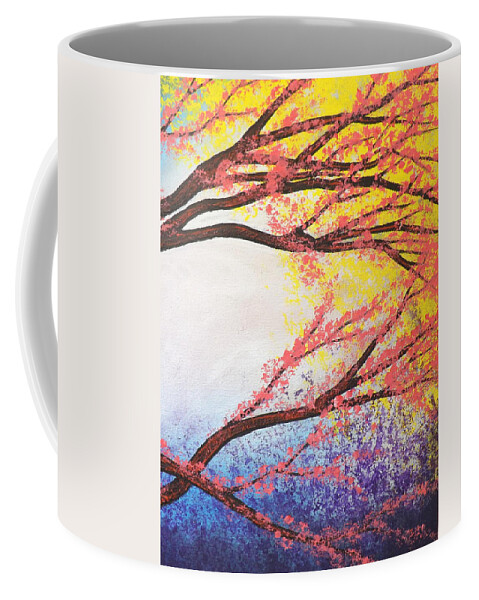 Asian Bloom Triptych Coffee Mug featuring the painting Asian Bloom Triptych 3 by Darren Robinson