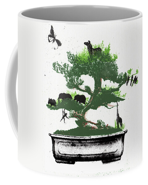 Advancement Coffee Mug featuring the photograph Assorted Animals In Bonsai Tree by Ikon Ikon Images