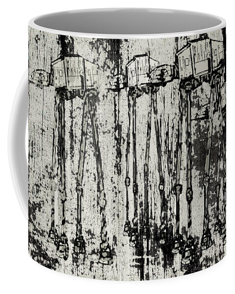 Concrete Coffee Mug featuring the digital art At - At Herd by No Alphabet