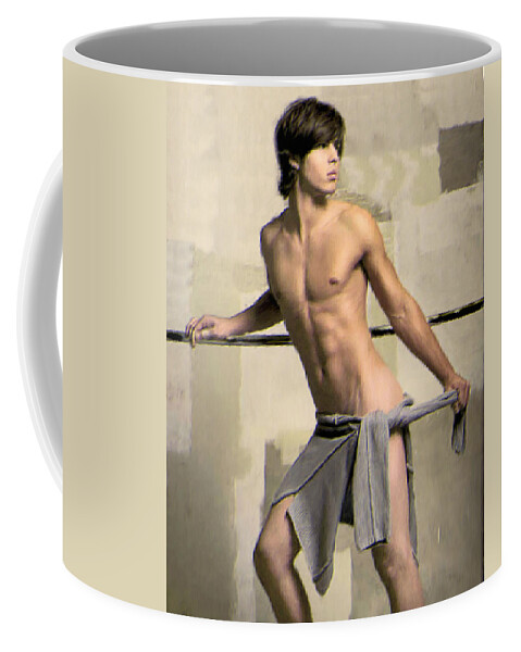 Ancient Greece Coffee Mug featuring the painting At the Palaistra by Troy Caperton