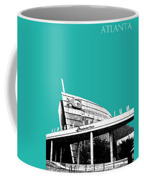 Architecture Coffee Mug featuring the digital art Atlanta Georgia Aquarium - Teal Green by DB Artist
