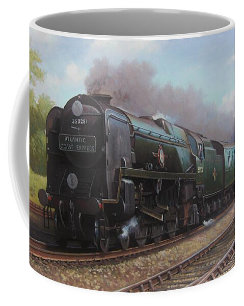 Steam Train\steam Train Artist Coffee Mug featuring the painting Atlantic Coast Express by Mike Jeffries
