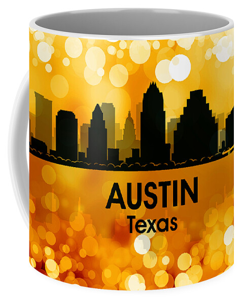 City Silhouette Coffee Mug featuring the mixed media Austin TX 3 by Angelina Tamez