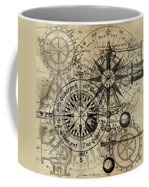 Steampunk Coffee Mug featuring the painting AutoWheel III by James Christopher Hill