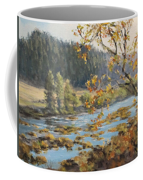 Landscape Coffee Mug featuring the painting Autumn Afternoon by Karen Ilari