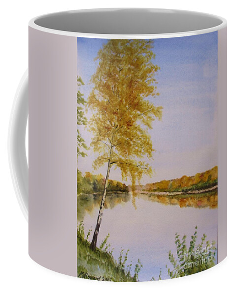 Impresionism Coffee Mug featuring the painting Autumn By The River by Martin Howard