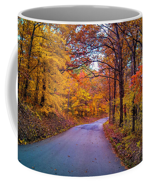 Autumn Colors Coffee Mug featuring the photograph Autumn Drive by Peggy Franz