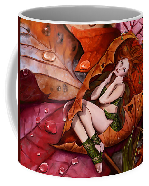 Fairy Coffee Mug featuring the painting Autumn Fairy by Maggie Terlecki