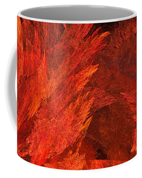 Abstract Coffee Mug featuring the digital art Autumn Fire Abstract Pano 2 by Andee Design