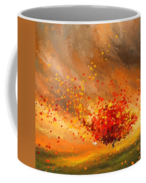 Four Seasons Coffee Mug featuring the painting Autumn-Four Seasons- Four Seasons Art by Lourry Legarde