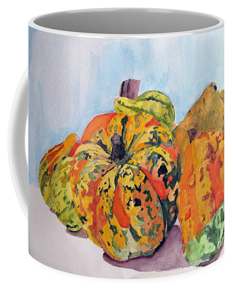 Autumn Coffee Mug featuring the painting Autumn Gourds by Sandy McIntire