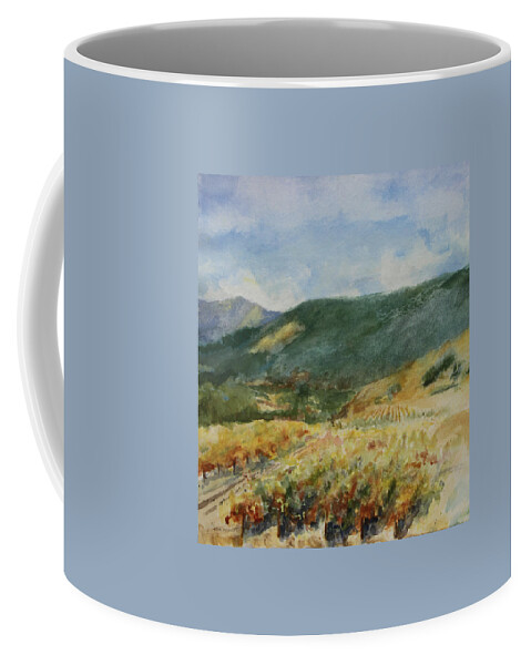 Autumn In The Vineyards Coffee Mug featuring the painting Harvest Time In Napa Valley by Maria Hunt