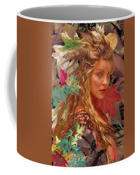 Autumn Coffee Mug featuring the digital art Autumn Lady by Lisa Yount