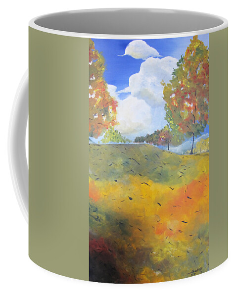 Acrylic Coffee Mug featuring the painting Autumn Leaves panel 2 of 2 by Gary Smith