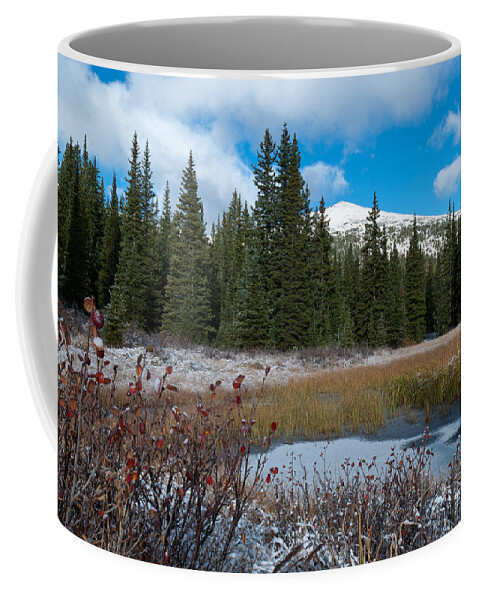 Autumn Coffee Mug featuring the photograph Autumn Meets Winter by Cascade Colors