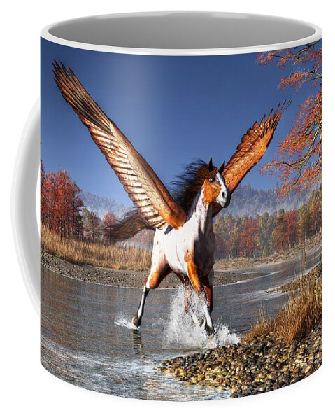 Pegasus Coffee Mug featuring the digital art Autumn Pegasus by Daniel Eskridge