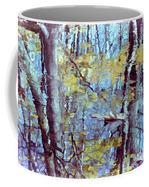 Autumn Coffee Mug featuring the photograph Autumn Reflection with Leaf Pastel by Phyllis Meinke