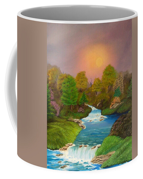 Landscape Coffee Mug featuring the painting Autumn Retreat by Sheri Keith