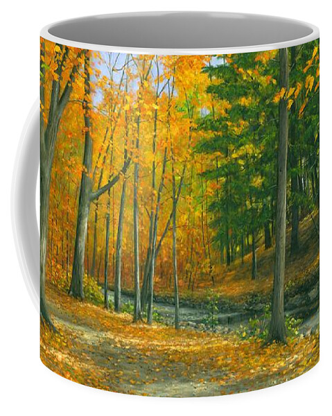 Sawmill Creek Coffee Mug featuring the painting Sawmill Creek by Michael Swanson