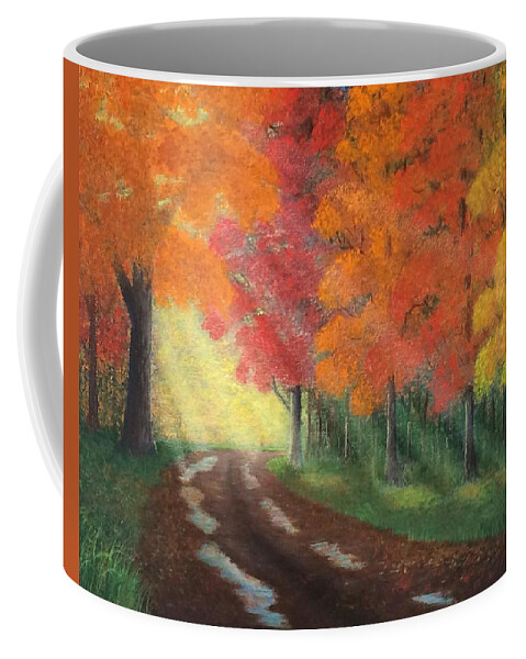 Landscape Coffee Mug featuring the painting Autumn Road by Marlene Little