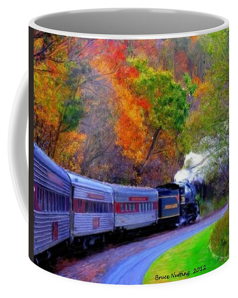 Trees Coffee Mug featuring the painting Autumn Train by Bruce Nutting