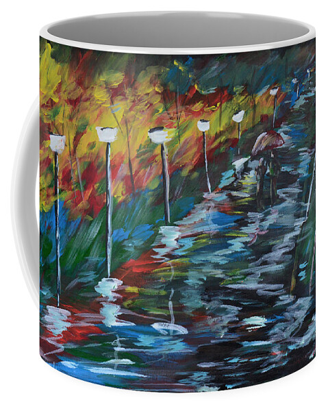 Evening Coffee Mug featuring the painting Avenue of Shadows by Donna Blackhall