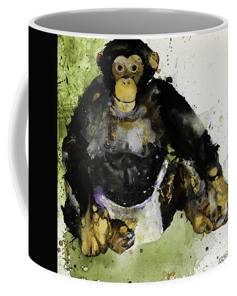 Monkey Coffee Mug featuring the painting Baby Allen by Kasha Ritter