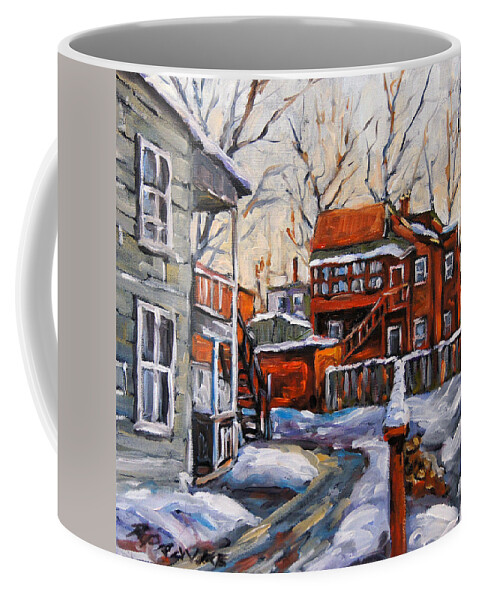 Urban Coffee Mug featuring the painting Back Lanes 02 Montreal by Prankearts by Richard T Pranke