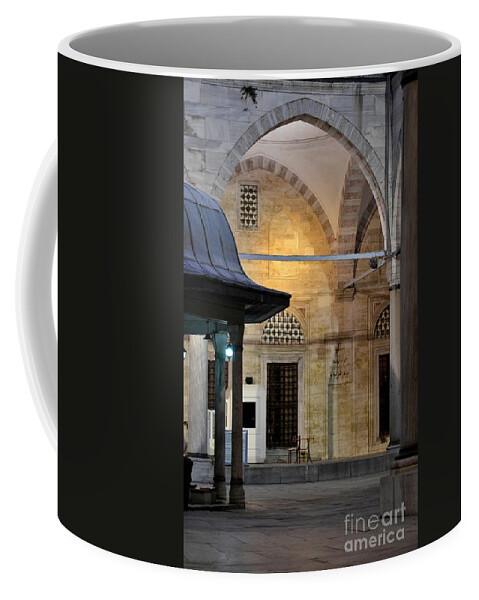  Mosque Coffee Mug featuring the photograph Back lit interior of mosque by Imran Ahmed