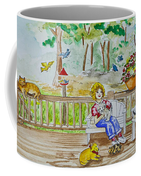 Spring Coffee Mug featuring the painting Back Porch by Janis Lee Colon