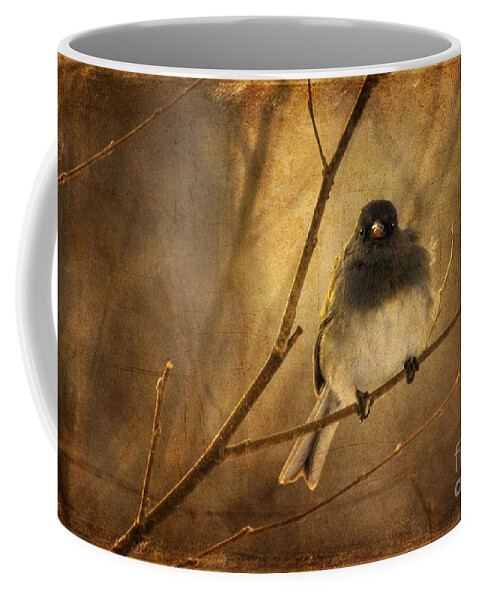 Bird Coffee Mug featuring the photograph Backlit Birdie Being Buffeted by Lois Bryan