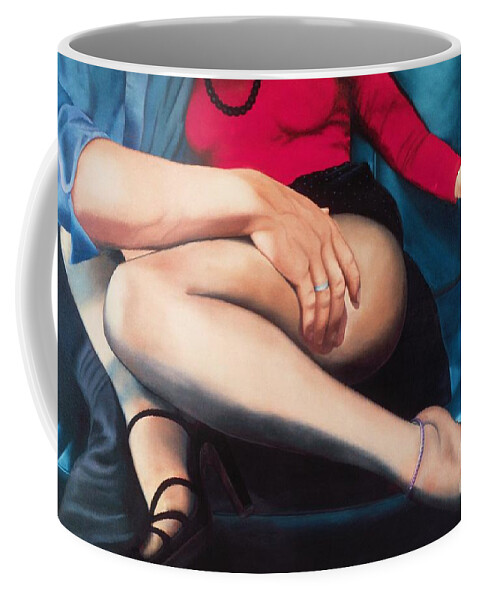 Sensual Coffee Mug featuring the painting Backseat Number by Mary Ann Leitch