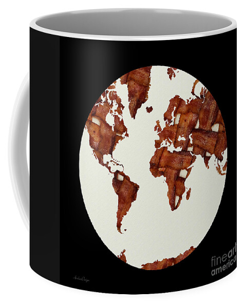 Bacon Coffee Mug featuring the mixed media Bacon World 1 by Andee Design