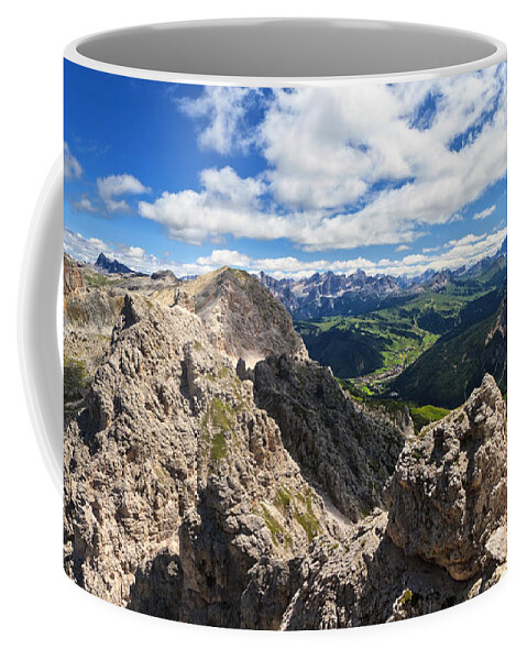 Aerial Coffee Mug featuring the photograph Badia Valley from Cir mount by Antonio Scarpi