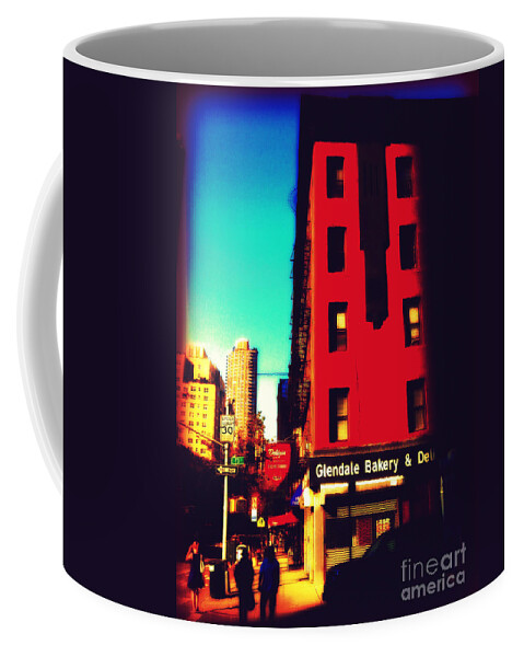 Nostalgia Coffee Mug featuring the photograph The Bakery - New York City Street Scene by Miriam Danar