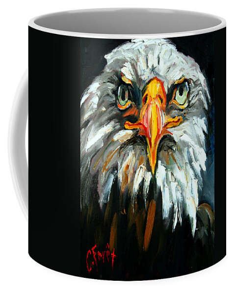 Eagle Coffee Mug featuring the painting Bald and Bold by Carole Foret